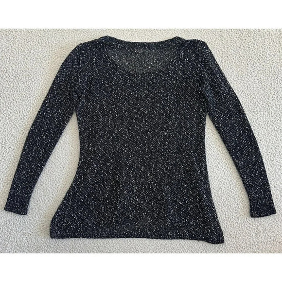 Eileen Fisher Open Knit Sweater Speckled Salt & Pepper Scoop Neck - Picture 11 of 16